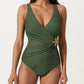 Color Block Wrap One Piece Swimsuit with Starfish Detail and Sculpted Fit