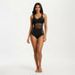 Mesh Panel One Piece Swimsuit with Ring Strap Detail and Sculpted Fit