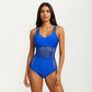 Mesh Panel One Piece Swimsuit with Ring Strap Detail and Sculpted Fit