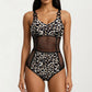 Mesh Panel One Piece Swimsuit with Ring Strap Detail and Sculpted Fit