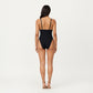 Plunge One Piece Swimsuit with Sheer Mesh Panel and High Cut Leg Design