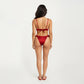 2-Piece Set Ruffle Trim Bikini with Underwire Top and High Cut Bottom