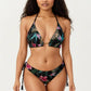 2-Piece Halter Bikini Set with Tropical Print and Tie Side Bottom
