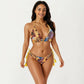 2-Piece Halter Bikini Set with Tropical Print and Tie Side Bottom