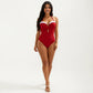 One Piece Halter Swimsuit with Twist Front Bodice and Contrast Trim Detail