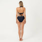 2-Piece High Waisted Bikini Set with Halter Top and Textured Trim Detail