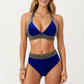 2-Piece High Waisted Bikini Set with Halter Top and Textured Trim Detail