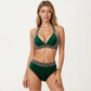 2-Piece High Waisted Bikini Set with Halter Top and Textured Trim Detail