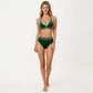 2-Piece High Waisted Bikini Set with Halter Top and Textured Trim Detail