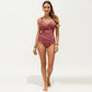 One Piece Swimsuit with Surplice V Neck and Ruched Crossover Waist Detail