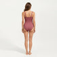 One Piece Swimsuit with Surplice V Neck and Ruched Crossover Waist Detail