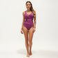 One Piece Swimsuit with Surplice V Neck and Ruched Crossover Waist Detail