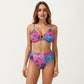 2-Piece High Waisted Bikini Set with Ring Detail Top and Patchwork Print