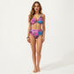 2-Piece High Waisted Bikini Set with Ring Detail Top and Patchwork Print