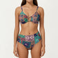 2-Piece High Waisted Bikini Set with Ring Detail Top and Patchwork Print