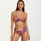 2-Piece High Waisted Bikini Set with Ring Detail Top and Patchwork Print