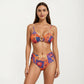 2-Piece High Waisted Bikini Set with Ring Detail Top and Patchwork Print