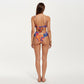 2-Piece High Waisted Bikini Set with Ring Detail Top and Patchwork Print