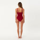 One Piece Swimsuit with Surplice V Neckline and Ruched Waist Shaping Detail