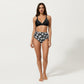 2-Piece High Waisted Bikini Set with Ring Strap Top and Palm Print Bottom