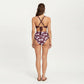 2-Piece High Waisted Bikini Set with Ring Strap Top and Palm Print Bottom