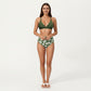 2-Piece High Waisted Bikini Set with Ring Strap Top and Palm Print Bottom