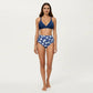 2-Piece High Waisted Bikini Set with Ring Strap Top and Palm Print Bottom