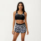 2-Piece Sport Bikini Set with Scoop Neck Crop Top and Printed Swim Shorts