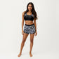 2-Piece Sport Bikini Set with Scoop Neck Crop Top and Printed Swim Shorts