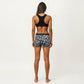 2-Piece Sport Bikini Set with Scoop Neck Crop Top and Printed Swim Shorts