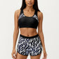 2-Piece Sport Bikini Set with Scoop Neck Crop Top and Printed Swim Shorts