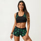 2-Piece Sport Bikini Set with Scoop Neck Crop Top and Printed Swim Shorts