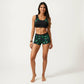 2-Piece Sport Bikini Set with Scoop Neck Crop Top and Printed Swim Shorts