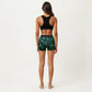 2-Piece Sport Bikini Set with Scoop Neck Crop Top and Printed Swim Shorts