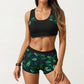 2-Piece Sport Bikini Set with Scoop Neck Crop Top and Printed Swim Shorts