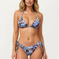 2-Piece Floral Print Triangle Bikini Set with Halter Top and Side Tie Bottom