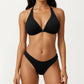 2-Piece Ribbed Triangle Bikini Set with Halter Top and High Cut Bottom