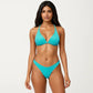 2-Piece Ribbed Triangle Bikini Set with Halter Top and High Cut Bottom