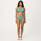 2-Piece Ribbed Triangle Bikini Set with Halter Top and High Cut Bottom