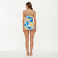 Tie Dye One Piece Swimsuit with Mesh Sweetheart Neckline and Racerback Straps