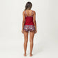 2-Piece Tankini Swimsuit Set with Paisley Print Boyshort Bottoms and V-Neck Top