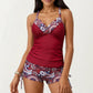 2-Piece Tankini Swimsuit Set with Paisley Print Boyshort Bottoms and V-Neck Top