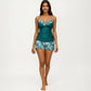 2-Piece Tankini Swimsuit Set with Paisley Print Boyshort Bottoms and V-Neck Top