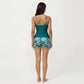 2-Piece Tankini Swimsuit Set with Paisley Print Boyshort Bottoms and V-Neck Top