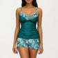 2-Piece Tankini Swimsuit Set with Paisley Print Boyshort Bottoms and V-Neck Top