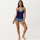 2-Piece Tankini Swimsuit Set with Paisley Print Boyshort Bottoms and V-Neck Top