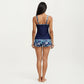 2-Piece Tankini Swimsuit Set with Paisley Print Boyshort Bottoms and V-Neck Top
