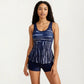 2-Piece Tankini Swim Set with Printed Sleeveless Top and Swim Shorts