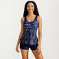 2-Piece Tankini Swim Set with Printed Sleeveless Top and Swim Shorts