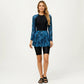 2-Piece Long Sleeve Swim Set with Printed Peplum Top and Bike Shorts